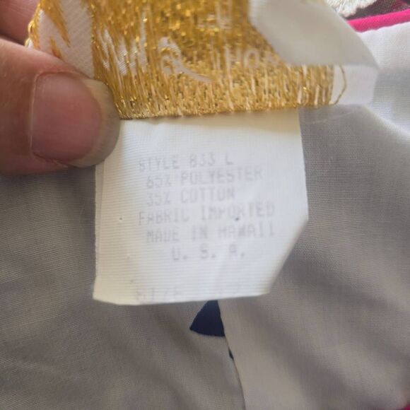 Mamo Howell for Liberty House Vtg. MuuMuu, Wht/Blue/Pink Floral, 3/4 Slv. EUC, L - Picture 16 of 16